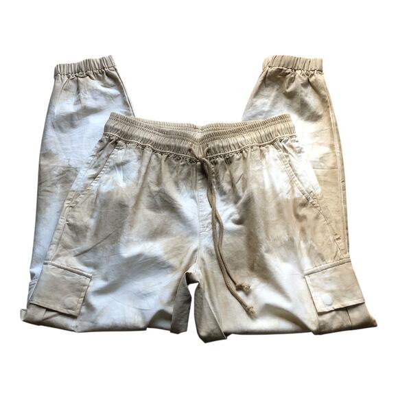 Promesa Beige White Tie Dye Cargo Jogger Pants Drawstring Women's Size Small - Picture 8 of 13